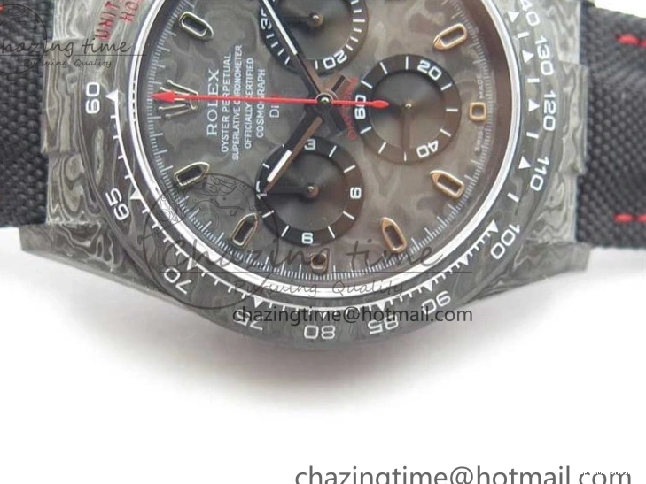 1218 WrinkleFree Daytona DIW Carbon OMF Best Edition Carbon Black Dial Red Hand on Black Nylon Strap A 2846